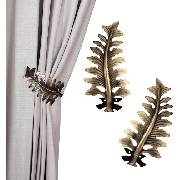 SUQ I OME 1 Pair New European Leaf Curtain Tiebacks Curtain Holdbacks Decorative Wall Hooks Hanger for Drapes Linen Holder Window Treatment Hardware, Bronze