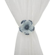 SUQ I OME Elegant Flower Decorative Blue Magnetic Curtain Tieback 2 Count