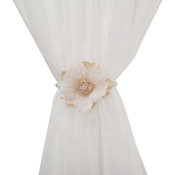 SUQ I OME Elegant Pearl Flower Beige Magnetic Curtain Tieback 2 Count