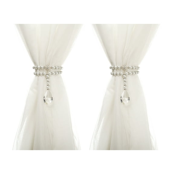 SUQ I OME 2 Pack of Luxury Pearl Beaded Magnetic Curtain Tieback and Holdback
