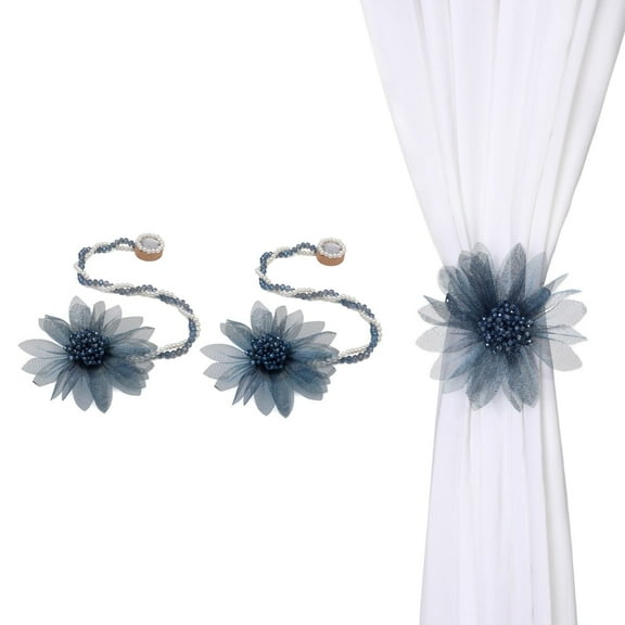 SUQ I OME Flower Navy Blue Magnetic Curtain Tieback Holdback 2 Count
