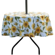 SUQ I OME Outdoor Tablecloth with Umbrella Hole and Zipper, Zippered Patio Table Cloths,Spring/Summer Table Covers for Backyard Circular Table/BBQs/PicnicSunflower,60'' Round with Zipper