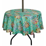 SUQ I OME Outdoor Tablecloth with Umbrella Hole and Zipper, Zippered Patio Table Cloths, Table Covers for Backyard Circular Table/BBQs/PicnicBohemia,60 Round with Zipper