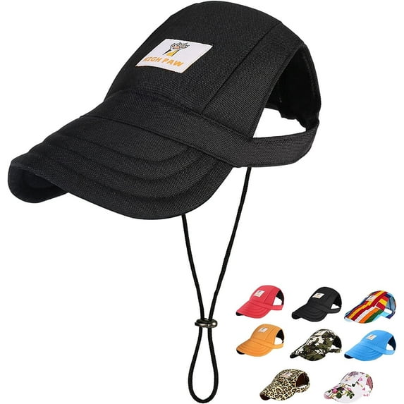 SUREBY Dog Sun Hat, Breathable, Waterproof, All Life Stages Dog Baseball Cap, Black, Medium