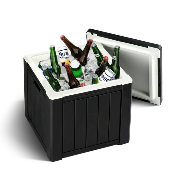 SUREGO 10 Gal Cooler Side Table with Lid, 4-in-1 Portable Ice Chest Cooler, Outdoor Insulated Drink Beverage Cooler for Camping, Beach, Pool, Picnic, Party, 165lbs Weight Capacity