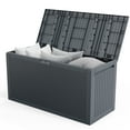 thumbnail image 1 of SUREGO 90gal Outdoor Storage Deck Box, Lockable Plastic Garden Chest for Patio Furniture Cushions, Toys, Tools, Seat with Wheels, Weather-Resistant, Gray, 1 of 8