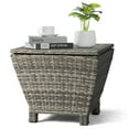 thumbnail image 1 of SUREGO Outdoor Storage Table with Lid, 13 Gallon PE Wicker Patio Side Table for Garden, Pool, Hose & Cushion, Gray Rattan, 1 of 9