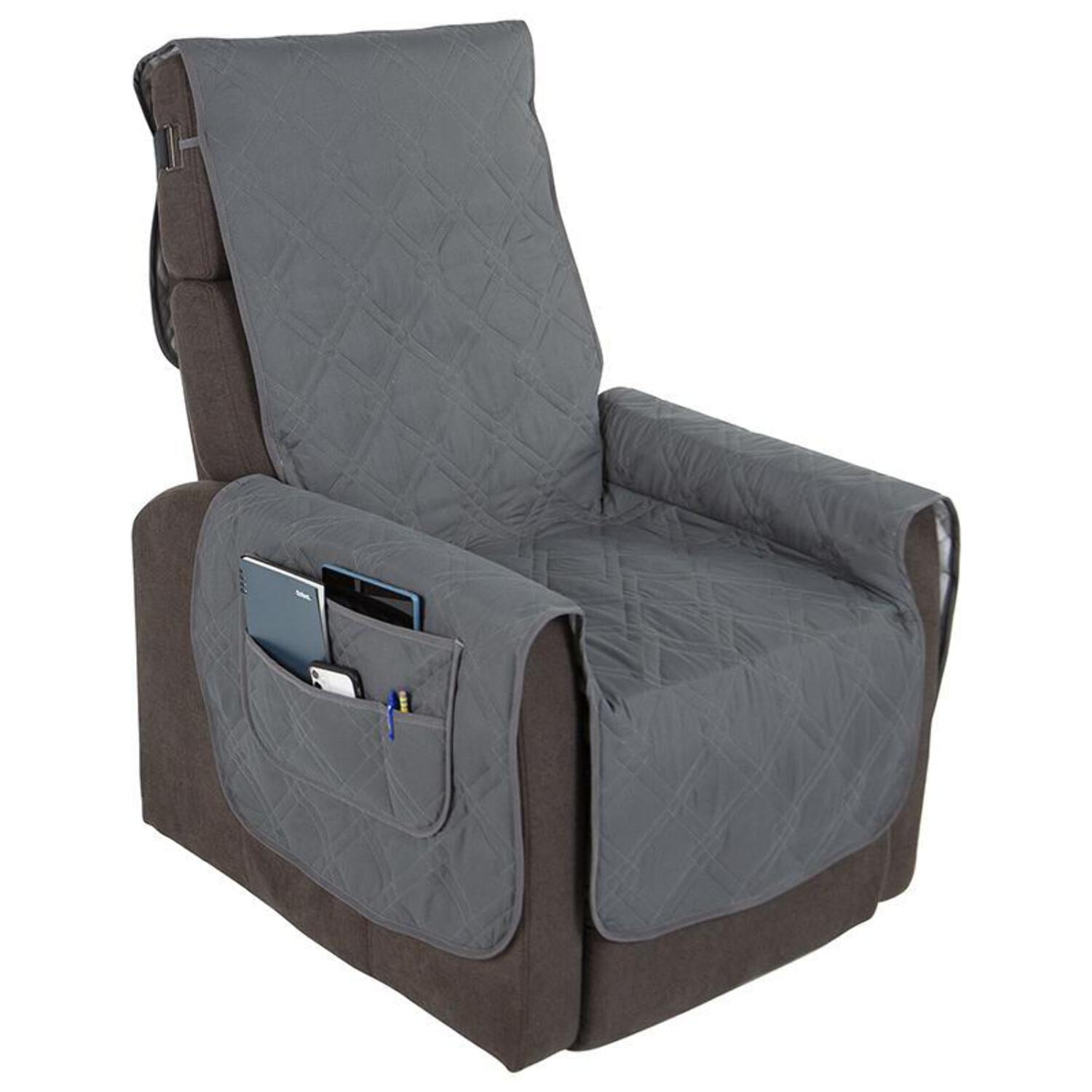 SURES Waterproof Recliner Cover for Small Chairs Washable Furniture Incontinence Pad Grey