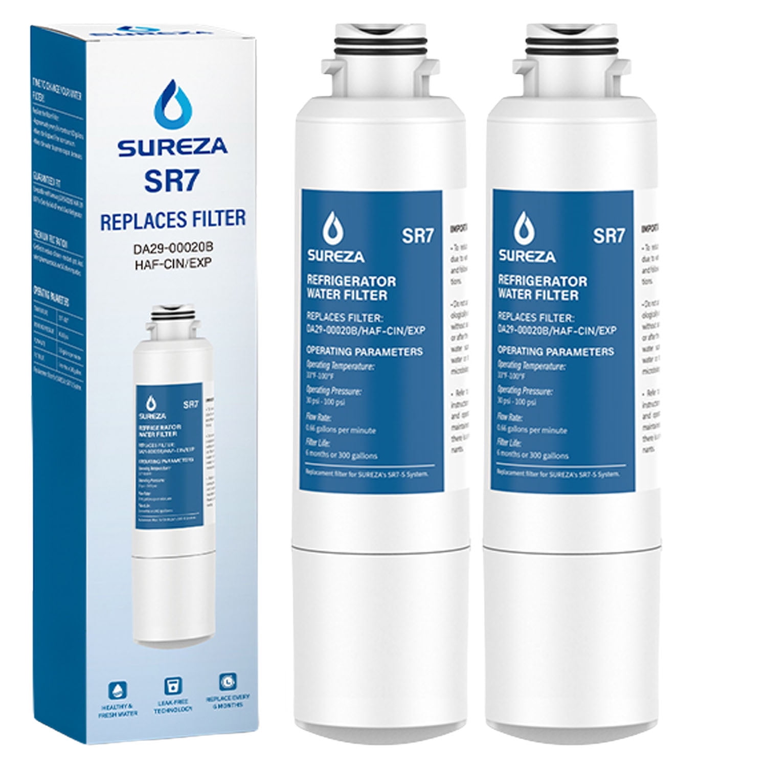 SUREZA Filters DA2900020B Refrigerator Water Filter Compatible with