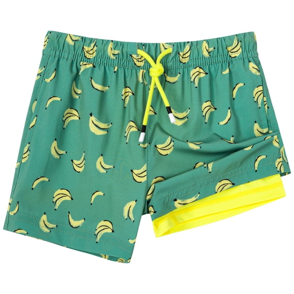 SURF CUZ Boys Swim Trunks with Boxer Brief Liner Toddler Boy Stretch Swimsuit Shorts Quick Dry Swimming Trunks Bathing Suit