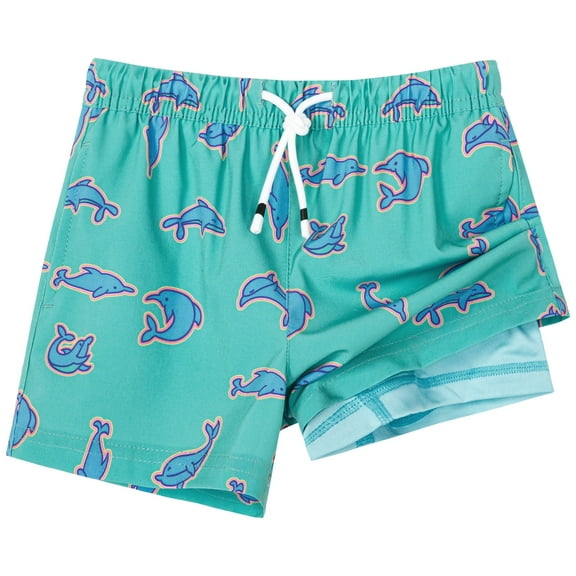 SURF CUZ Boys Swim Trunks with Boxer Brief Liner Toddler Boy Stretch Swimsuit Shorts Quick Dry Swimming Trunks Bathing Suit