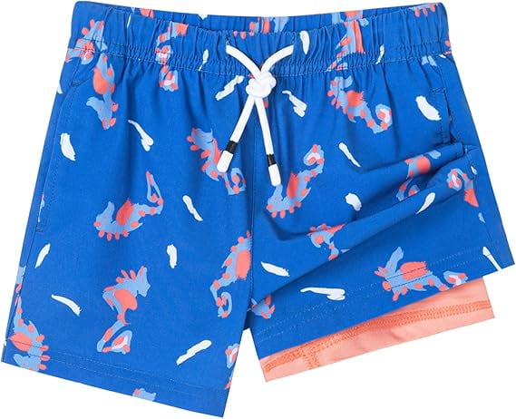 SURF CUZ Boys Swim Trunks with Boxer Brief Liner Toddler Boy Stretch Swimsuit Shorts Quick Dry Swimming Trunks Bathing Suit