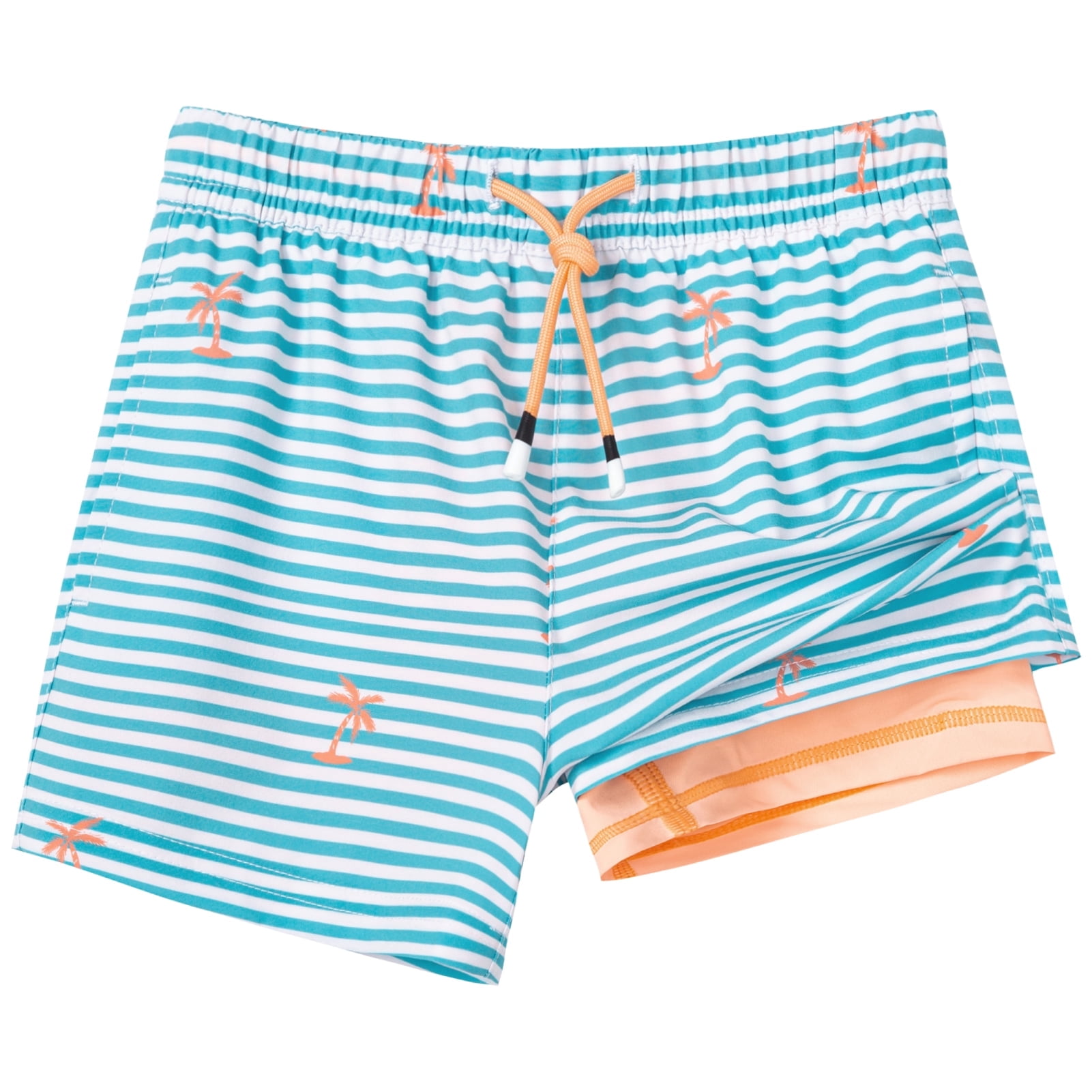 SURF CUZ Boys Swim Trunks with Boxer Brief Liner Toddler Boy Stretch Swimsuit Shorts Quick Dry Swimming Trunks Bathing Suit