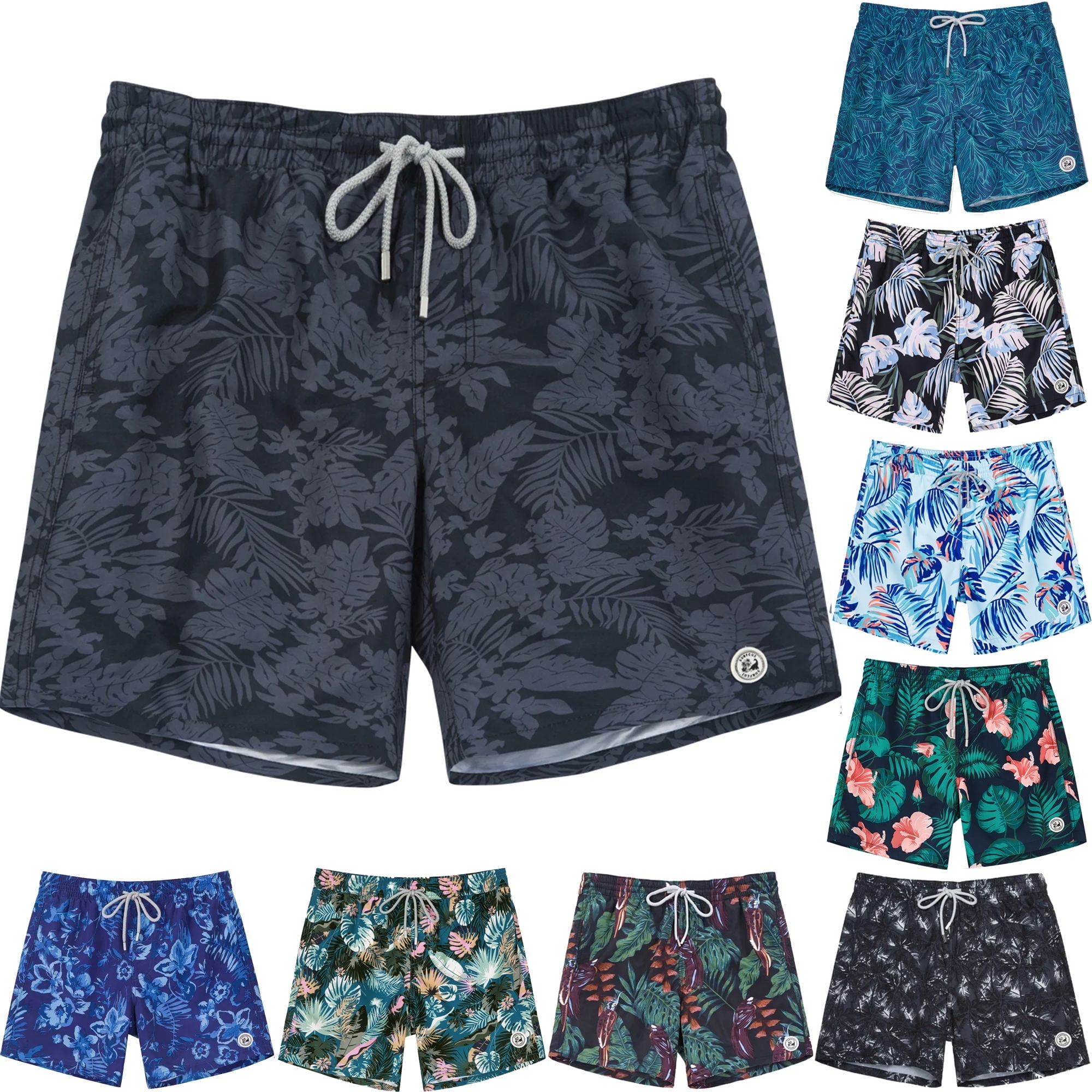 SURF CUZ Men's Stretch Swim Trunks, Mesh Lined Beach Swimwear, Plus