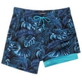 thumbnail image 1 of SURF CUZ Mens Swim Trunks with Compression Liner Mens Swimming Trunks 5 Inch Bathing Suit with Zipper Pockets Quick Dry Swim Shorts Blue Black Tropical Large, 1 of 8