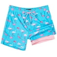 thumbnail image 1 of SURF CUZ Mens Swim Trunks with Compression Liner Mens Swimming Trunks 5 Inch Bathing Suit with Zipper Pockets Quick Dry Swim Shorts Blue Flamingo Large, 1 of 9