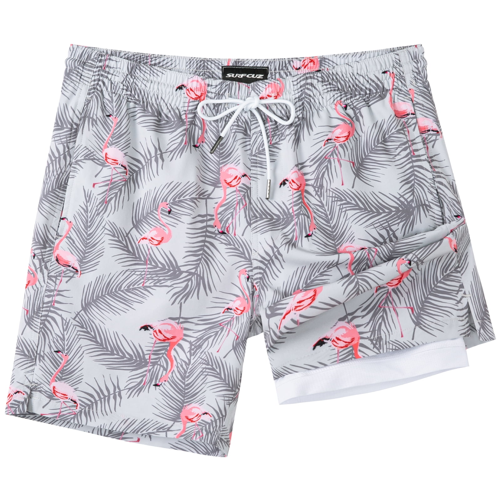 SURF CUZ Mens Swim Trunks with Compression Liner Quick Dry Swim Shorts