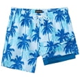 thumbnail image 1 of SURF CUZ Mens Swim Trunks with Compression Liner Quick Dry Swim Shorts 7" Swimming Trunks Stretch Bathing Suit Boardshorts Zipper Pockets Blue Palm Tree Large, 1 of 8