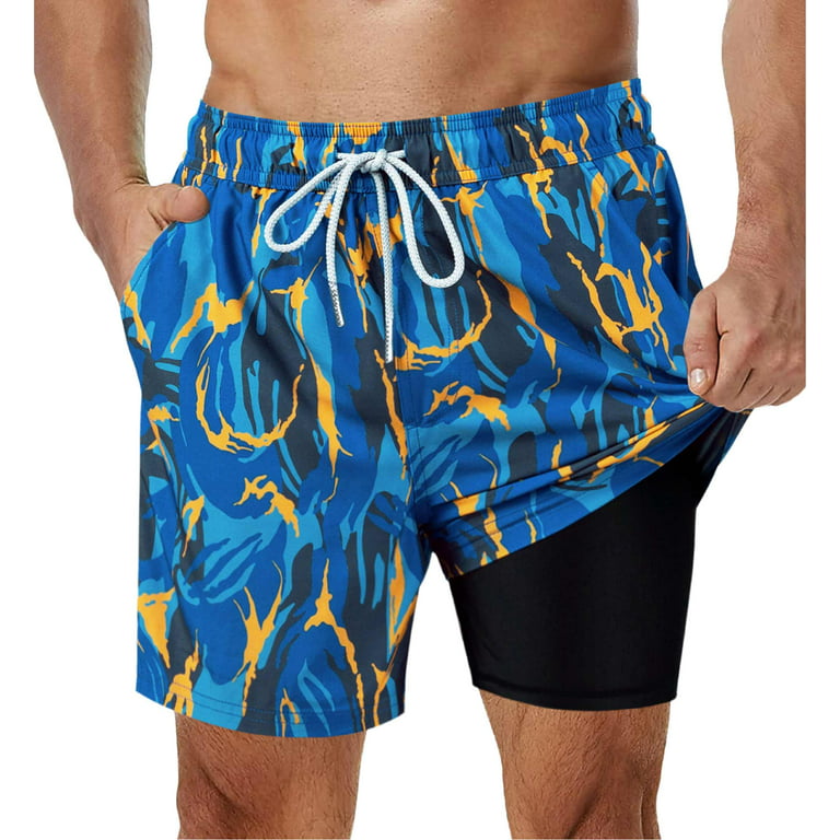 SURF CUZ Mens Swim Trunks with Compression Liner Quick Dry Bathing