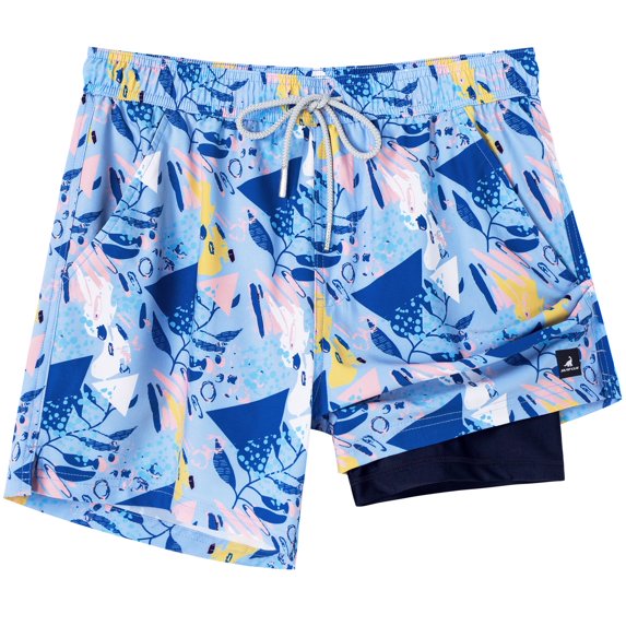 SURF CUZ Mens Swim Trunks with Compression Liner Quick Dry Bathing Suits Beach Swim Shorts with Pockets