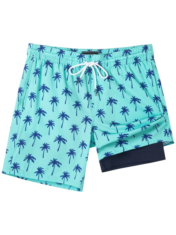 Mens Swim Trunks with Compression Liner Swim Shorts 7" Swimming Trunks Stretch 7 Inch Swim Suits Quick Dry
