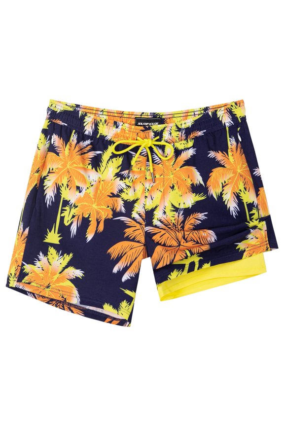 Mens Swim Trunks with Compression Liner Swimming Trunks 5 Inch Bathing Suit Quick Dry Swim Shorts