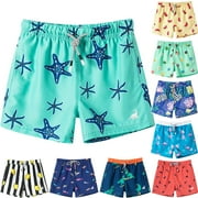 SURF CUZ Toddler Boys Swim Trunks Baby Swimwear Mesh Lined Little Boys Swim Shorts, UPF 50+, Sizes 2T-12