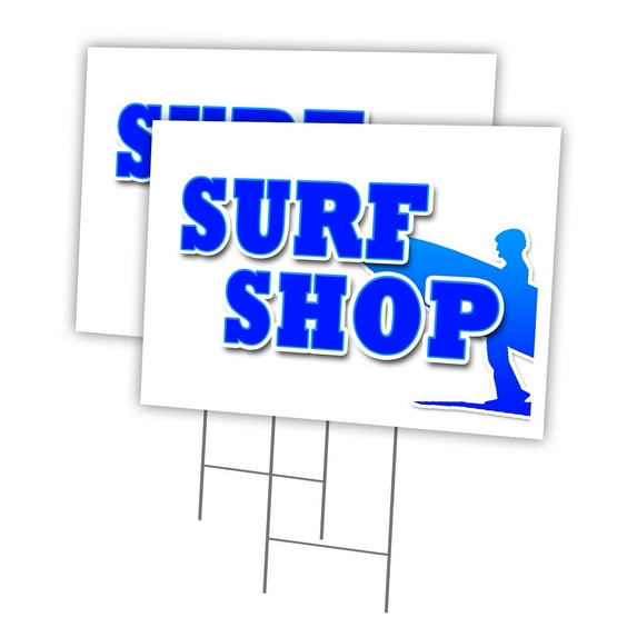 SURF SHOP 2 Pack Of 18" x 24" Yard Sign & Stake | Advertise Your Business | Stake Included Image On Front Only | Made in The USA