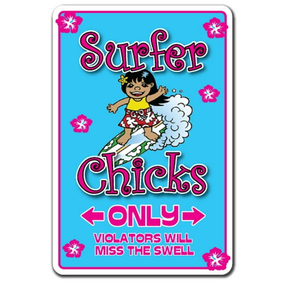 SURFER CHICKS Decal surf board girl chick surfers chic California surfing | Indoor/Outdoor | 12" Tall