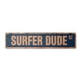 thumbnail image 1 of SURFER DUDE Vintage Plastic Street Sign surfing surf board wax surfboard | Indoor/Outdoor |  24" Wide, 1 of 4