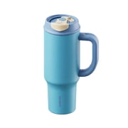 SURFVEN 40oz Double Wall Stainless Steel Insulated Tumbler with Handle and Leak proof 2-in-1 Straw Lid, Blue