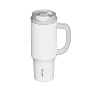 SURFVEN 40oz Double Wall Stainless Steel Insulated Tumbler with Handle and Leak Proof 2-in-1 Straw Lid, White