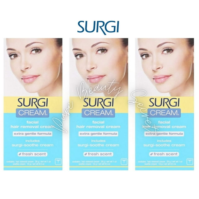 SURGI Facial Hair Removal Cream Extra Gentle 1 oz (82565) x3