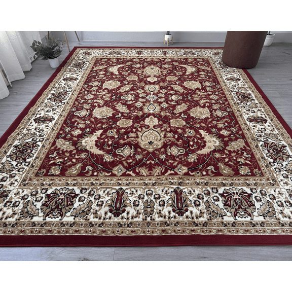 SURIAYA Traditional Area Rug, New York (5' x 7' Rectangle Red)