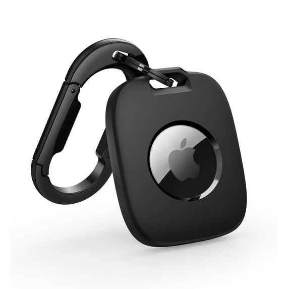 SURITCH for AirTag Holder 1 Pack, Keychain with Anti-Lost Carabiner, Shockproof TPU Protective Case for AirTag for Kids, Keys, Pets, Luggage, Bags, 1 Pack, Black