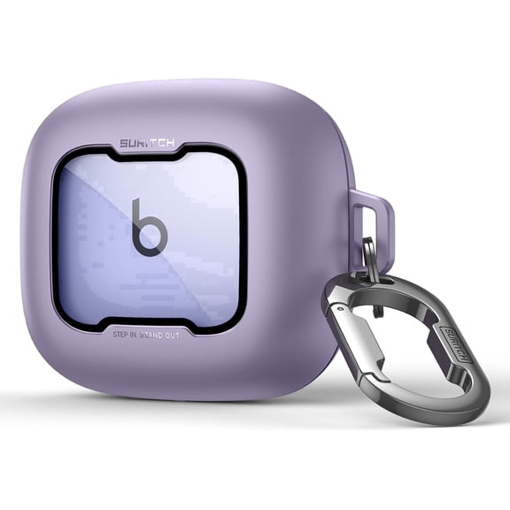 SURITCH for Beats Powerbeats Pro 2 Case, Magnetic Locking, Shockproof Bumper Protective Cover with Carabiner, Keyring and Cleaner Kit, Purple