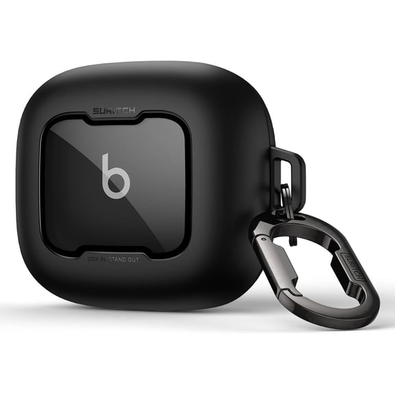 SURITCH for Beats Powerbeats Pro 2 Case Cover, Magnetic Locking and Shockproof Bumper Protective Covers with Carabiner, Keyring and Cleaner Kit, Black