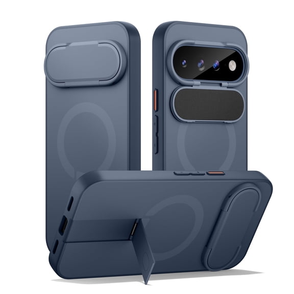 SURITCH for Google Pixel 11 Pro XL (2026) Case, Magnetic Shockproof Bumper Cases Slim Protective Cover with Camera Cover and Adjustable Metal Kickstand, Blue