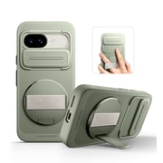 Suritch for Google Pixel 9a Phone Case with 360° Rotatable Hand Strap Grip Holder, Invisible Kickstand and Slide Camera Cover, Rugged Shockproof Protective Cove