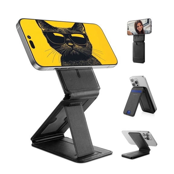 Suritch Magnetic Phone Wallet, Compatible Magsafe Card Holder with RFID Protection for iPhone 16/15/14/13/12, Black