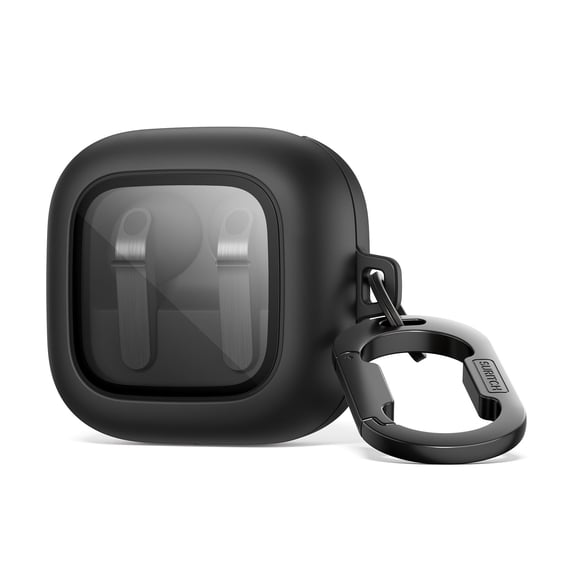 SURITCH Magnetic Bumper Case for Samsung Galaxy Buds4 Pro / Buds4, Shockproof Protective Covers Drop-proof Cases with Magnetic Lock, Carabiner and Keyring, Black