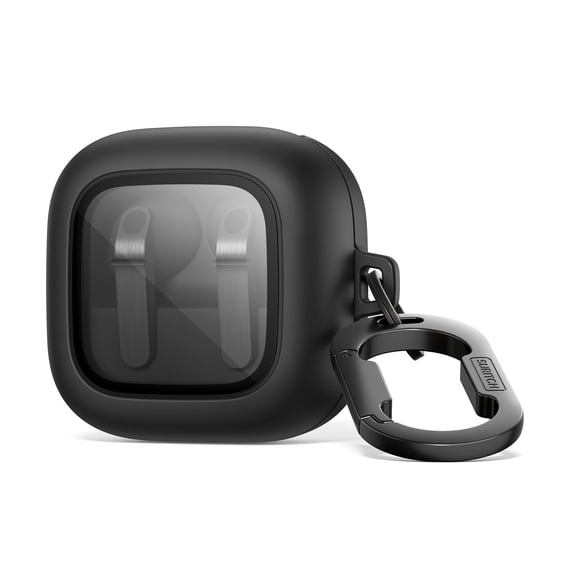 SURITCH Magnetic Bumper Case for Samsung Galaxy Buds4 Pro / Buds4, Shockproof Protective Covers Drop-proof Cases with Magnetic Lock, Carabiner and Keyring, Black