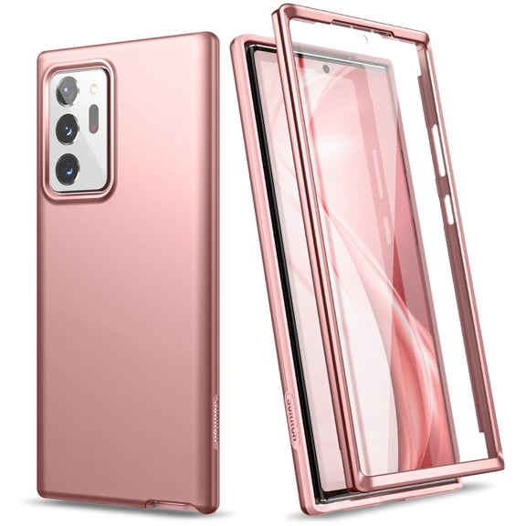 SURITCH Phone Case for Samsung Note 20 Ultra 6.9-inch, Front Cover with Built-in Screen Protector Full-Body Protection Shockproof Protective for Girl Women Cute, Rose Gold
