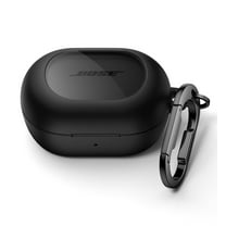 SURITCH Protection Case for Bose New QuietComfort Earbuds (2024), Rugged Shockproof Protective Cover with Magnetic Lok & Carabiner & Cleaning Kit, Black