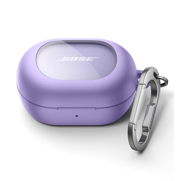 SURITCH Protection Case for Bose New QuietComfort Earbuds (2024), Rugged Shockproof Protective Cover with Magnetic Lok & Carabiner & Cleaning Kit, Purple