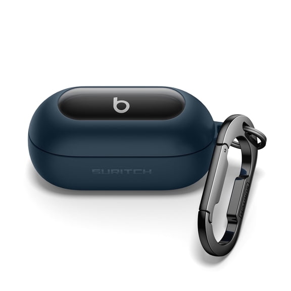 SURITCH Protective Cover Case for Beats Solo Buds 2024 Earbuds, with Magnetic Lok & Carabiner & Keyring & Cleaning Kit, Blue