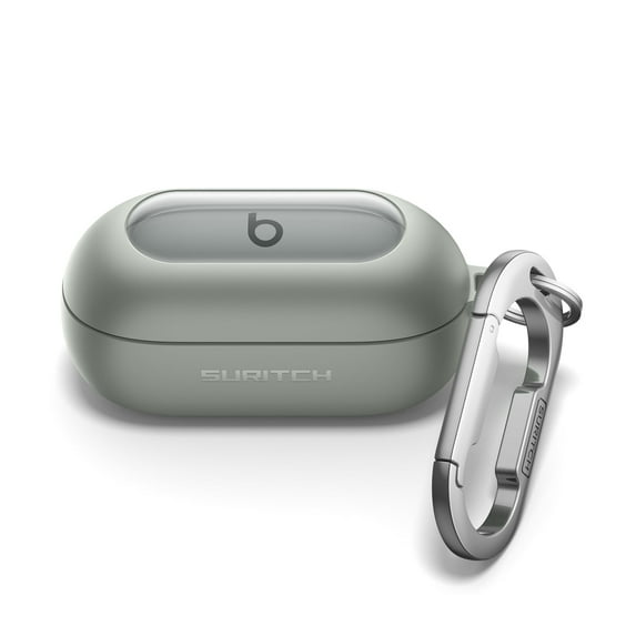 SURITCH Protective Cover Case for Beats Solo Buds 2024 Earbuds, with Magnetic Lok & Carabiner & Keyring & Cleaning Kit, Green