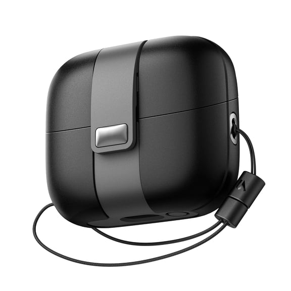 SURITCH for Samsung Galaxy Buds 3 Pro (2024) / Buds 3 (2024) / Buds 3 FE (2025) Case, Magnetic Cases with Cleaner Kit and Hanging Lanyard, Stylish Shockproof Cases Rugged Protective Cover, Black