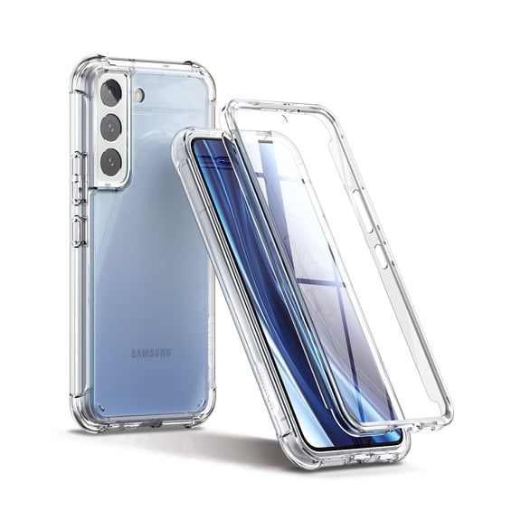 SURITCH for Samsung Galaxy S22 Plus Clear Case 6.6" (Only), Built-in Screen Protector, Full Body Protective Hard Shell + Soft TPU Phone Case, Full Clear