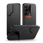 SURITCH for Samsung Galaxy S25 Plus Case, Magnetic Protective Cover with Camera Cover and Adjustable Metal Kickstand, Black